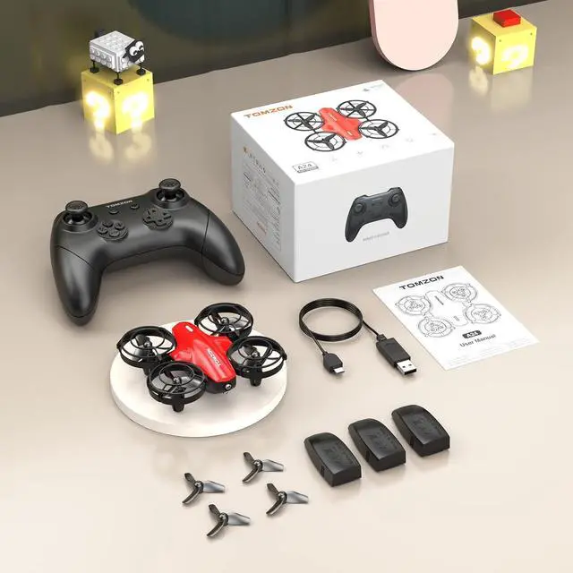 Alt view image 7 of 7 - TOMZON A24 Mini Drone for Kids with Battle Mode, Kids Drone with Throw to Go, High Speeds Rotation, Self Spin and 3D Flip, RC Quadcopter with Altitude Hold, Headless Mode,3 Batteries, Safe Cover, Red
