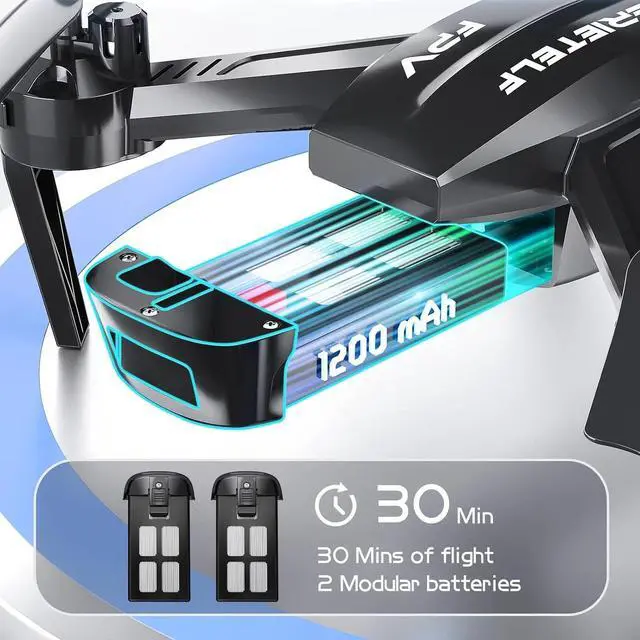 Alt view image 6 of 7 - FERIETELF T6 Drone with Camera for Adults, 1080P HD Non-Folding Drone, FPV RC Drone with 30mins Flight/Live Video/ 3D Flip/App Control/One Key Take Off/Landing for Kids Beginners