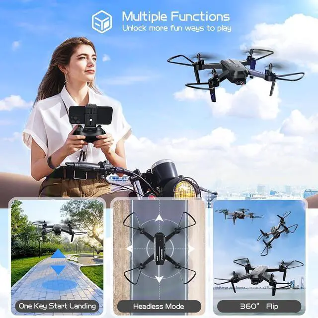 Alt view image 7 of 7 - FERIETELF T6 Drone with Camera for Adults, 1080P HD Non-Folding Drone, FPV RC Drone with 30mins Flight/Live Video/ 3D Flip/App Control/One Key Take Off/Landing for Kids Beginners