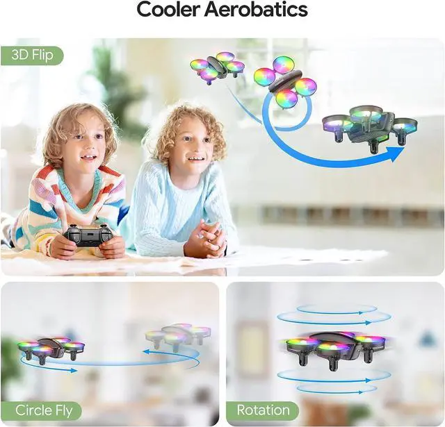 Alt view image 4 of 6 - TOMZON A23W Drone with Camera 1080P, LED Kids Drone with Throw to Go, High Speed Rotation and 3D Flip, Mini Drone for Kids with Circle Fly, Gravity Sensor, 3 Speeds, 2 Batteries