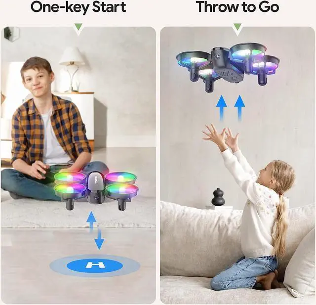 Alt view image 5 of 6 - TOMZON A23W Drone with Camera 1080P, LED Kids Drone with Throw to Go, High Speed Rotation and 3D Flip, Mini Drone for Kids with Circle Fly, Gravity Sensor, 3 Speeds, 2 Batteries