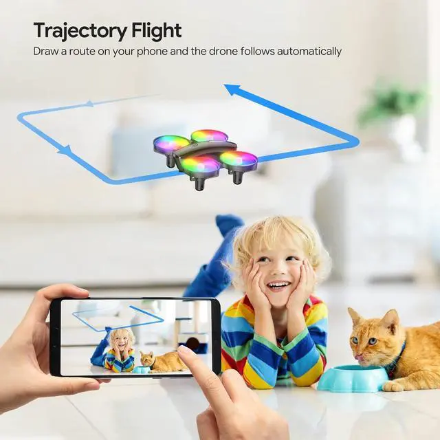 Alt view image 6 of 6 - TOMZON A23W Drone with Camera 1080P, LED Kids Drone with Throw to Go, High Speed Rotation and 3D Flip, Mini Drone for Kids with Circle Fly, Gravity Sensor, 3 Speeds, 2 Batteries