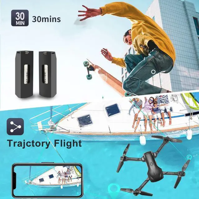 Alt view image 4 of 7 - 4DRC V13 Drone with 1080P HD FPV Camera for kids Adults, Foldable Mini RC Quadcopter for Beginners Toys Gifts,Waypoint, Functions, Headless Mode,Altitude Hold,Gesture Selfie,3D Flips,Black