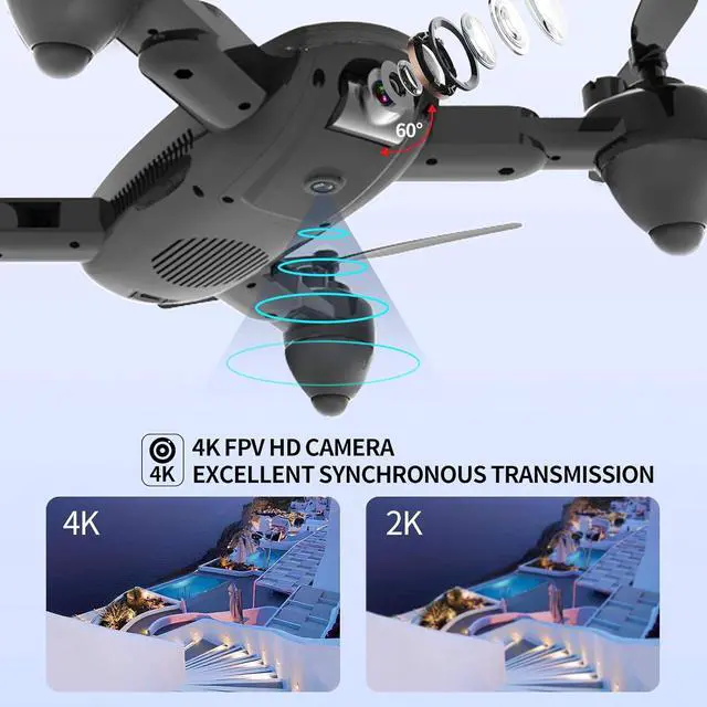 Alt view image 2 of 5 - Foldable GPS Drone with 4K Camera for Adults,Zuhafa T5,RC Quadcopter with GPS Return Home,5Ghz WiFi Transmission Live Video,30 Minutes Flight Time, Long Control Range, Includes 2 Batteries