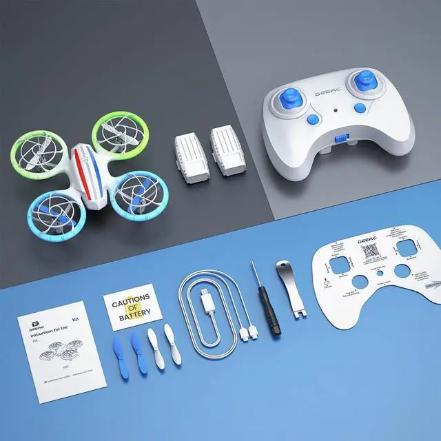 Alt view image 7 of 7 - DEERC D23 Mini Drone for Kids 8-12 and Beginners, LED RC Quadcopter Indoor Drone with 2 Batteries, Light Switch, 360° Flip, Fly Back, Propeller Full Protect, Easy to Use Kids Gifts Toys for Boys, Girl