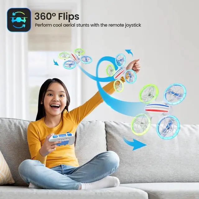 Alt view image 5 of 7 - DEERC D23 Mini Drone for Kids 8-12 and Beginners, LED RC Quadcopter Indoor Drone with 2 Batteries, Light Switch, 360° Flip, Fly Back, Propeller Full Protect, Easy to Use Kids Gifts Toys for Boys, Girl