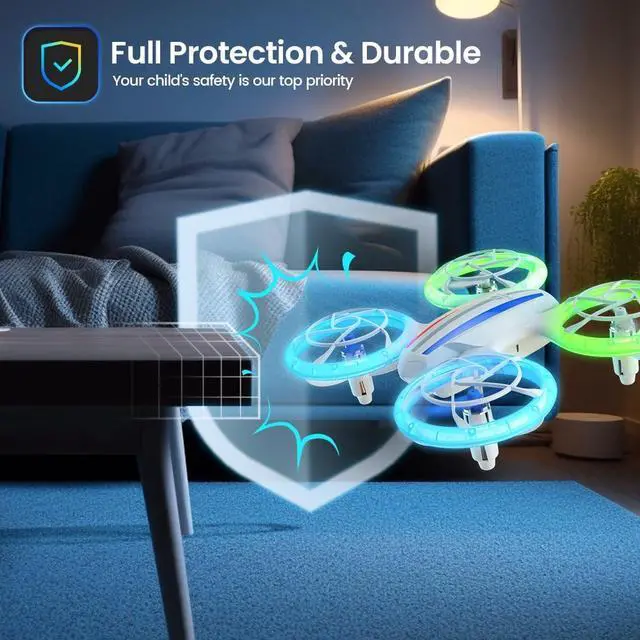 Alt view image 2 of 7 - DEERC D23 Mini Drone for Kids 8-12 and Beginners, LED RC Quadcopter Indoor Drone with 2 Batteries, Light Switch, 360° Flip, Fly Back, Propeller Full Protect, Easy to Use Kids Gifts Toys for Boys, Girl