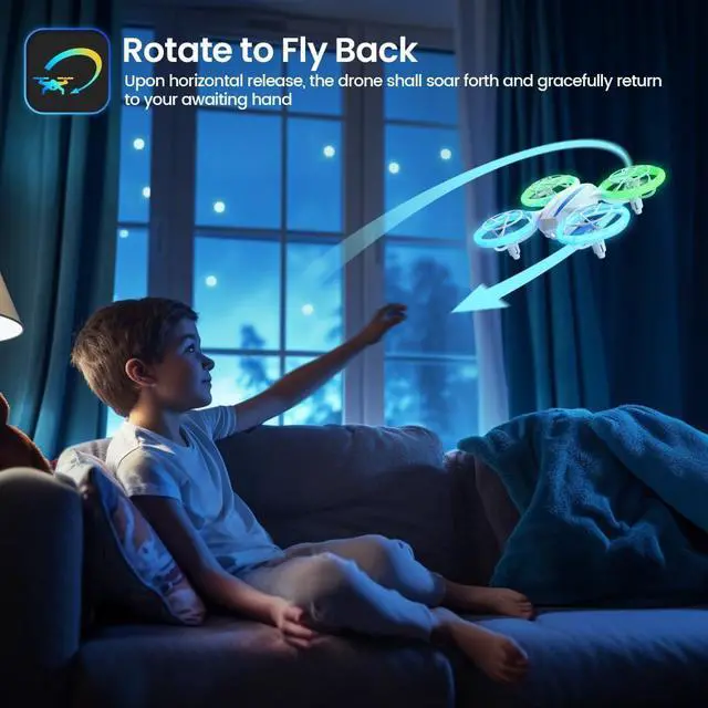 Alt view image 6 of 7 - DEERC D23 Mini Drone for Kids 8-12 and Beginners, LED RC Quadcopter Indoor Drone with 2 Batteries, Light Switch, 360° Flip, Fly Back, Propeller Full Protect, Easy to Use Kids Gifts Toys for Boys, Girl