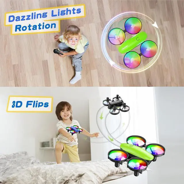 Alt view image 5 of 6 - TOMZON A23 Mini Drone for Kids and Beginners, RC Toy Drone with Throw to Go, Easy to Learn, Auto-rotation, 3D Flips, Circle Fly, Headless Mode, 2 Batteries, Gift for Boys and Girls, Green