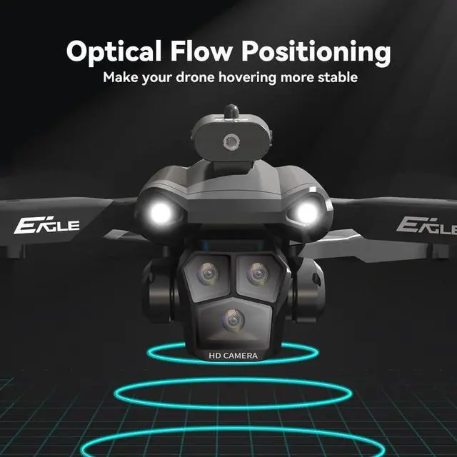 Alt view image 2 of 5 - HYTOBP M° Drone with Camera 4K, Triple Cameras, 360° Obstacle Avoidance Drone, 45 Mins Flight, 3 Batteries, 90° Adjustable Lens, 360° Flip, One Button Take Off/Landing, Drones for Adults with Cameras