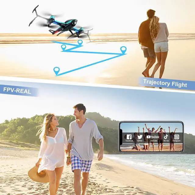 Alt view image 7 of 7 - 4DRC V10 Drone with 1080P HD Camera for Kids Adults,Foldable RC Helicopte WIFI FPV Live Video Mini Quadcopter for Beginners,3D Flips, Gestures Selfie, Altitude Hold, One Key Start, 2 Batteries