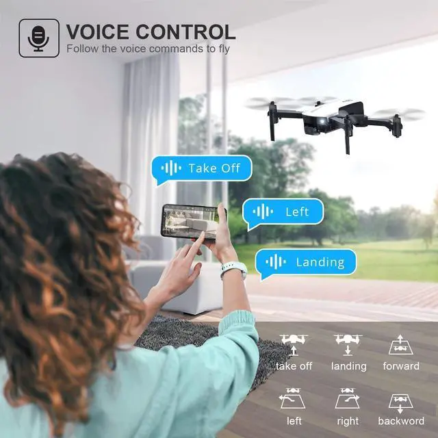 Alt view image 2 of 7 - Mini Drone for Kids with Camera, Holyton HT25 1080P HD Photo, Foldable Toy Drone Gifts for Beginners & Adults, Altitude Hold, Voice/Gesture Control, One Key Take Off/Landing, 3D Flip, 2 Batteries