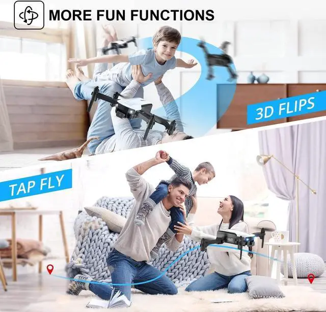 Alt view image 3 of 7 - Mini Drone for Kids with Camera, Holyton HT25 1080P HD Photo, Foldable Toy Drone Gifts for Beginners & Adults, Altitude Hold, Voice/Gesture Control, One Key Take Off/Landing, 3D Flip, 2 Batteries