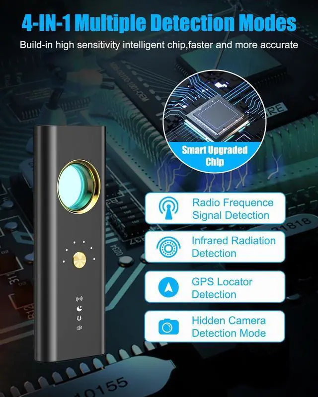 Alt view image 3 of 7 - Premium Hidden Camera Detector Finder, Bug Detector, GPS Tracker Detector, RF Signal Detector, 4 Pro Modes, 6 Levels Sensitivity, 36H Working Time, Spy Camera Detector Device for Car/Office/Travel