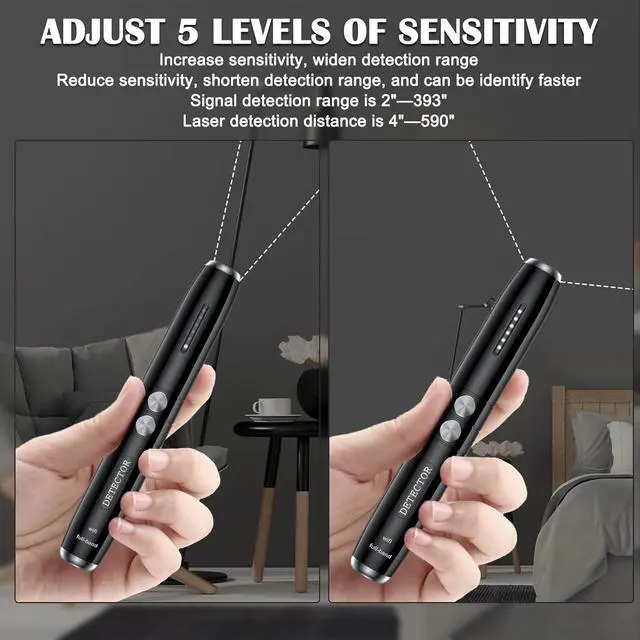 Alt view image 3 of 6 - Anti Spy Detector, Camera Detector Bug Detector, Privacy Protector for Audio Camera Devices Detector with 5 Levels Sensitivity, Portable Wireless Signals Detector for Travel Office Home Hotel