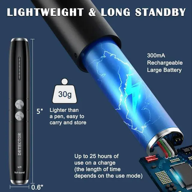 Alt view image 5 of 6 - Anti Spy Detector, Camera Detector Bug Detector, Privacy Protector for Audio Camera Devices Detector with 5 Levels Sensitivity, Portable Wireless Signals Detector for Travel Office Home Hotel