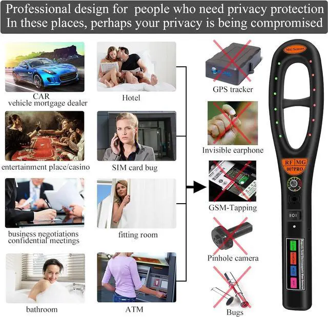 Alt view image 4 of 7 - GPS Bug Detector Anti Spy Detector Rf Detector Hidden Camera Detectors GPS Tracker Detector for Car Bug Sweeper Spy Detector Bug Detector Finder GSM Listening Device Detector
