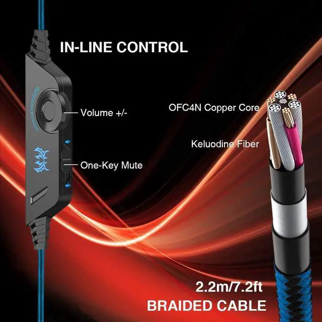 Alt view image 5 of 7 - VersionTECH. Gaming Headset for PS4 / PS5 Xbox One PC, G2000 Gaming Headphones with Mic, LED Lights, Noise Reduction, Stereo Bass Surround for Laptop, Mac, Tablet, Mobile Games