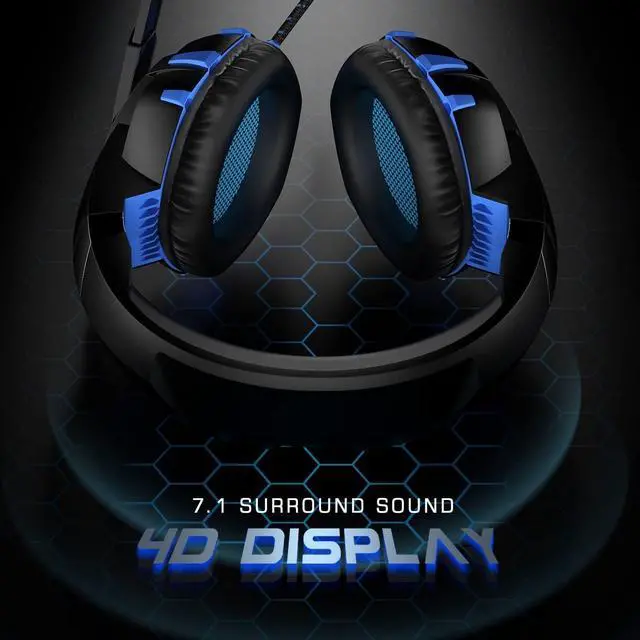 Alt view image 4 of 7 - GIZORI Gaming Headset Xbox Headset, PS5 Headset with 7.1 Surround Sound Stereo, Gaming Headphones with Noise Canceling Mic & LED Light, Compatible with Xbox Series X|S, PS4, PS5, PC (Blue), (K2)