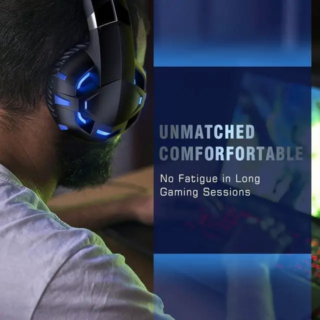 Alt view image 5 of 7 - GIZORI Gaming Headset Xbox Headset, PS5 Headset with 7.1 Surround Sound Stereo, Gaming Headphones with Noise Canceling Mic & LED Light, Compatible with Xbox Series X|S, PS4, PS5, PC (Blue), (K2)