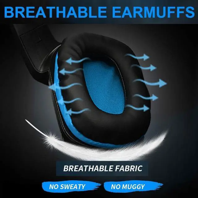 Alt view image 2 of 7 - PHOINIKAS Gaming Headset, PS5 Headset for PS4, Xbox One, PC, Laptop, Nintendo Switch, Over Ear Headphones Noise-Cancelling Mic, Bass Surround, Gift for Kids - Blue