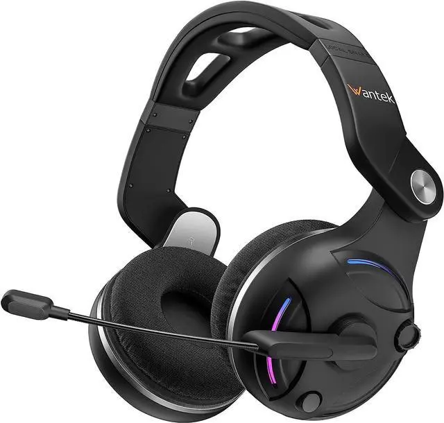 Main image of Wireless Headsets with Microphone, Wantek Bluetooth Headphones with Adjustable Noise-Canceling Microphone, 45+ Playtime, Wired or Wireless Mode, Stable Connect with Computer and Mobile (T2L)