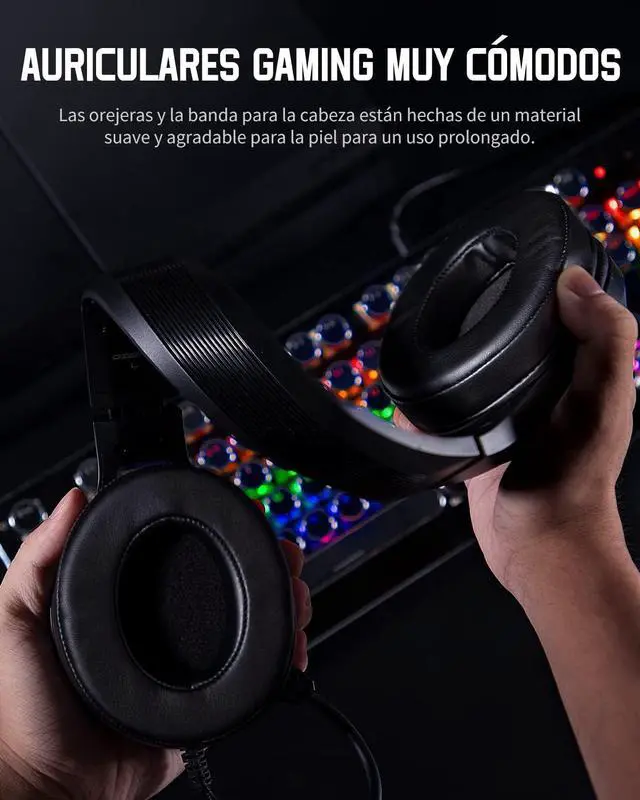 Alt view image 4 of 7 - Gaming headsets for PS5 with Noise Cancelling Microphone, Gaming Headphones with 3.5mm Jack with 50mm Drivers, RGB Light and 3D Surround bass, for PS4 PS5 Xbox PC Switch