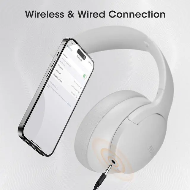 Alt view image 4 of 7 - DOQAUS Wireless Over Ear Bluetooth Headphones, 90H Playtime and 3 EQ Modes Wireless Headphones with HD Mic, HiFi Stereo Sound, Deep Bass, Foldable Wireless Headset for Home Travel Office(Light Gray)