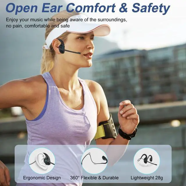 Alt view image 2 of 7 - Giveet Bluetooth Headset with Microphone, Open Ear Headphones Wireless Noise Cancelling for Phone Laptop PC Computer, 10 Hours Playtime, Lightweight & Comfortable for Office Driving Working Home