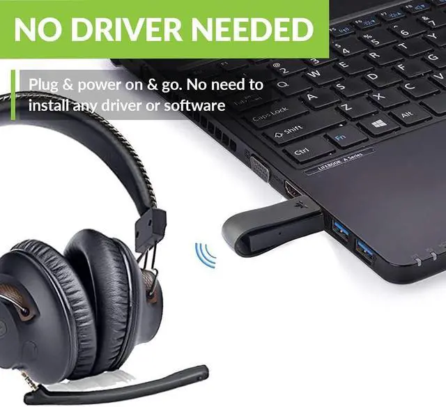 Alt view image 3 of 7 - Avantree DG59M - Bluetooth Headphones with Mic for PS5 & PS4, Wireless Headset with USB Adapter for PC, Laptop, Computer, Gaming & Working from Home, Support in-Game Audio, 40hrs Play Time