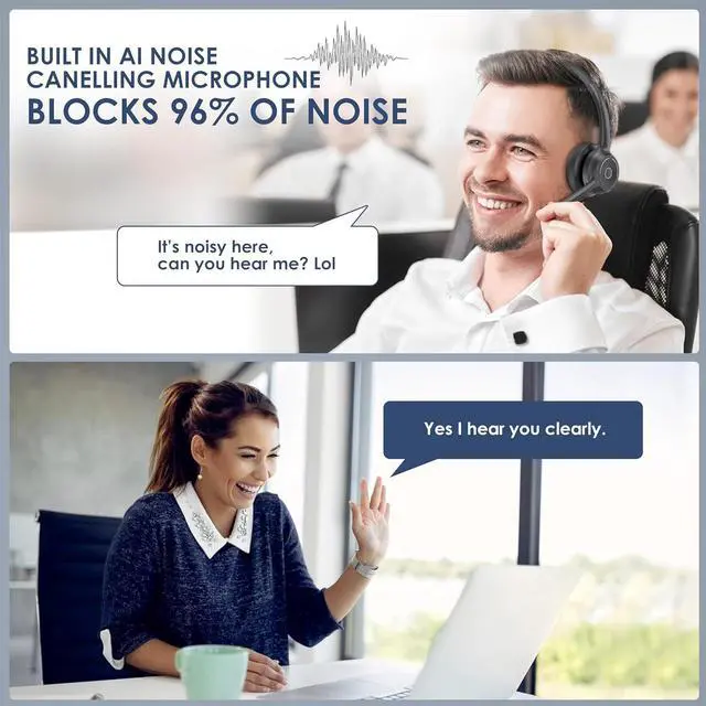 Alt view image 6 of 7 - Gixxted Bluetooth Headset, Wireless Headset with ENC Microphone for PC, On Ear Headphones with USB Dongle and Mute Mic for Computer, Office Headset for Remote Work, Skype, Zoom, Teams, Call Center