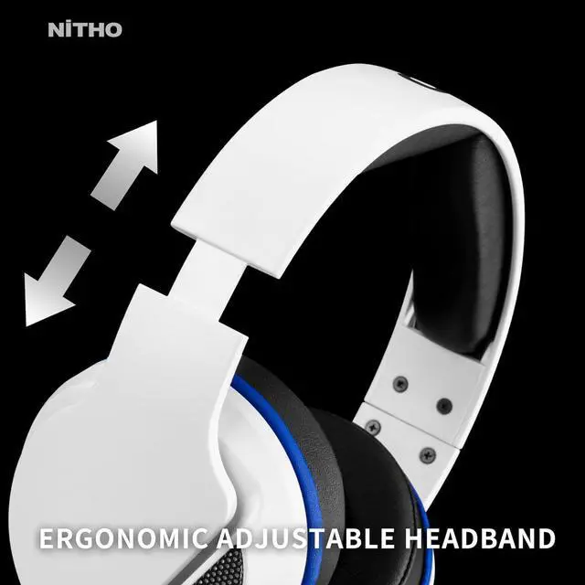 Alt view image 5 of 7 - NiTHO Janus Gaming Headset for PS4/PC/Xbox Series X/S/Xbox One/Switch/Mobile, Noise Cancelling Over Ear Headphones with Removable Mic, 40mm Speakers, 3.5 mm Headphone Jack - White