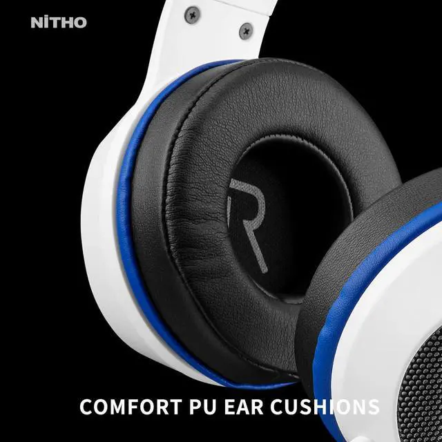 Alt view image 4 of 7 - NiTHO Janus Gaming Headset for PS4/PC/Xbox Series X/S/Xbox One/Switch/Mobile, Noise Cancelling Over Ear Headphones with Removable Mic, 40mm Speakers, 3.5 mm Headphone Jack - White