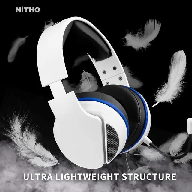Alt view image 6 of 7 - NiTHO Janus Gaming Headset for PS4/PC/Xbox Series X/S/Xbox One/Switch/Mobile, Noise Cancelling Over Ear Headphones with Removable Mic, 40mm Speakers, 3.5 mm Headphone Jack - White
