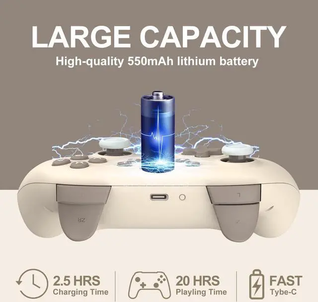 Alt view image 6 of 6 - PXN P50 Wireless Switch Pro Controller, Four Speed Vibration Adjustable Gamepad Joystick Support Turbo, Macro, Somatosensory, Wake up Function, Wired and Wireless Dual Connection for Nintendo Switch /