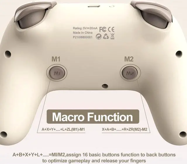 Alt view image 4 of 6 - PXN P50 Wireless Switch Pro Controller, Four Speed Vibration Adjustable Gamepad Joystick Support Turbo, Macro, Somatosensory, Wake up Function, Wired and Wireless Dual Connection for Nintendo Switch /