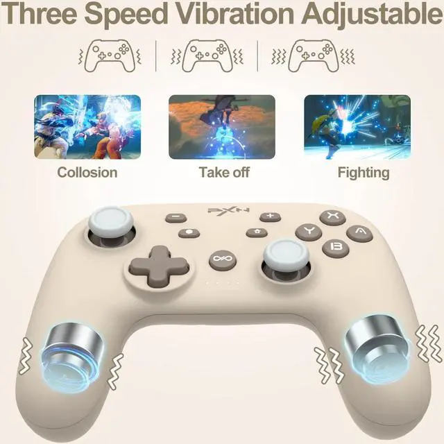 Alt view image 2 of 6 - PXN P50 Wireless Switch Pro Controller, Four Speed Vibration Adjustable Gamepad Joystick Support Turbo, Macro, Somatosensory, Wake up Function, Wired and Wireless Dual Connection for Nintendo Switch /