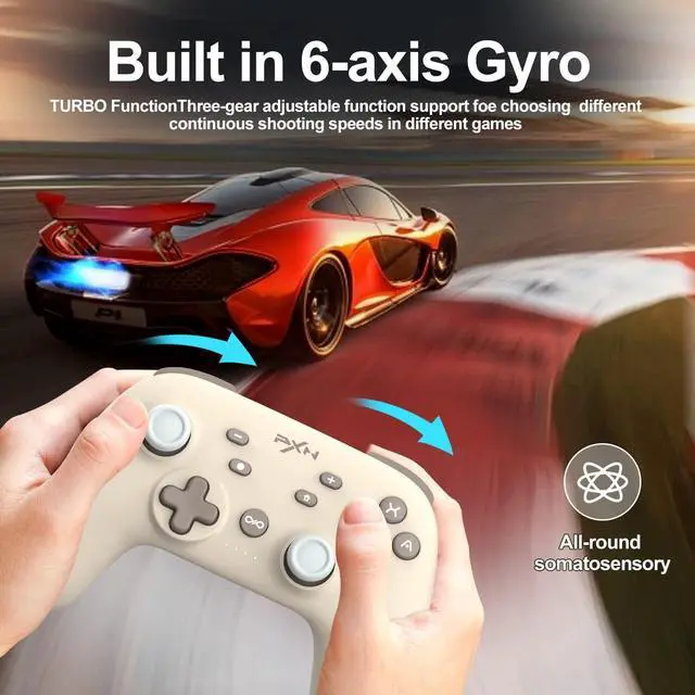 Alt view image 5 of 6 - PXN P50 Wireless Switch Pro Controller, Four Speed Vibration Adjustable Gamepad Joystick Support Turbo, Macro, Somatosensory, Wake up Function, Wired and Wireless Dual Connection for Nintendo Switch /