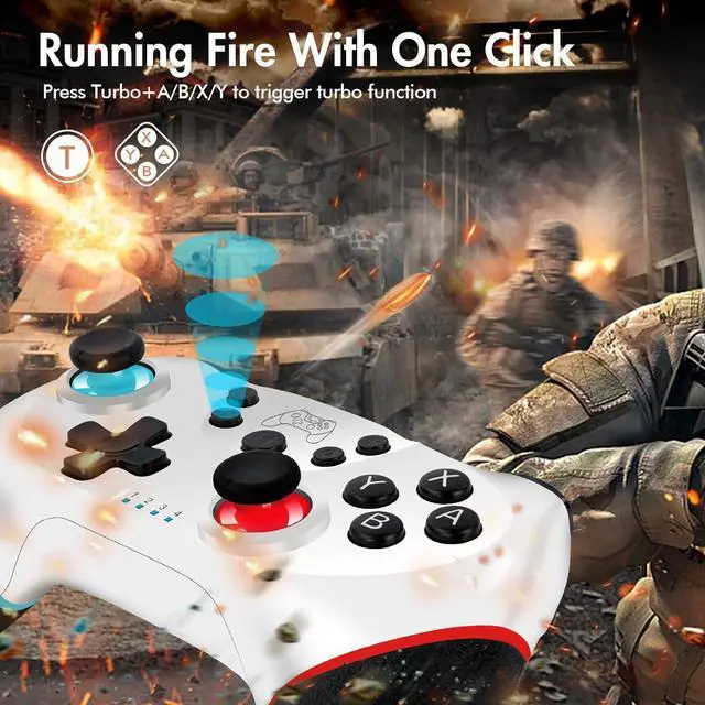 Alt view image 2 of 4 - [2024 New Version] Switch Controller, Wireless Pro Controller Switch Lite, Switch Remote Controller Gamepad Joystick, Turbo and Dual Vibration (White)