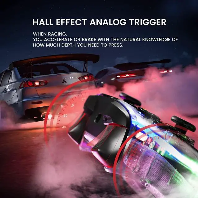 Alt view image 2 of 7 - GameSir T4 Kaleid Transparent Wired Gaming Controller for Windows 10/11, Switch & Android TV Box, RGB Hue Color Lights, Gamepad PC Controller Joystick with Hall Effect Sticks /Hall Effect Triggers/Pro