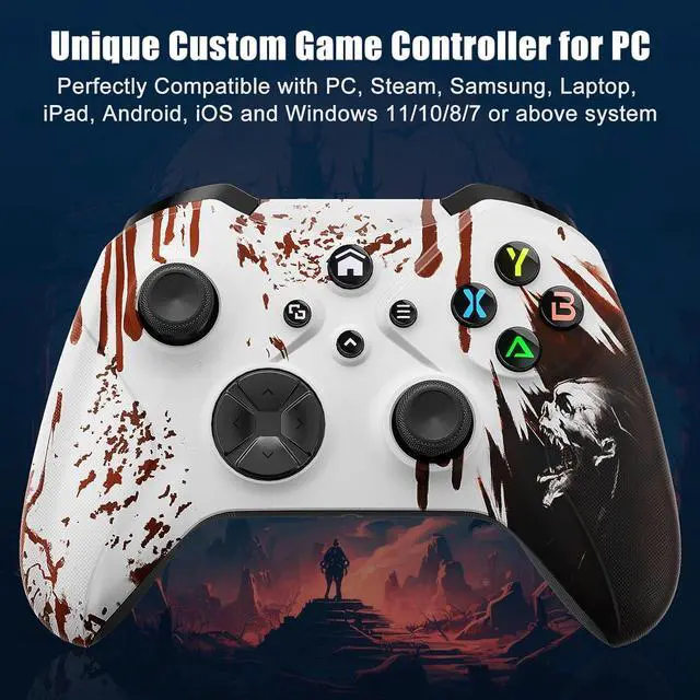 Alt view image 2 of 7 - Gamrombo Wireless PC Controller for PC Windows, Steam, iOS, Android, Special Edition Custom PC Gamepad Support Turbo/Dual Shock/3.5mm Audio Jack/Macro
