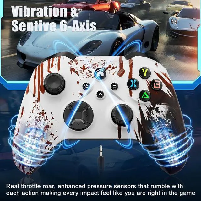 Alt view image 4 of 7 - Gamrombo Wireless PC Controller for PC Windows, Steam, iOS, Android, Special Edition Custom PC Gamepad Support Turbo/Dual Shock/3.5mm Audio Jack/Macro