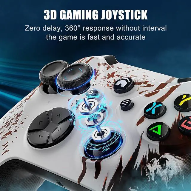 Alt view image 3 of 7 - Gamrombo Wireless PC Controller for PC Windows, Steam, iOS, Android, Special Edition Custom PC Gamepad Support Turbo/Dual Shock/3.5mm Audio Jack/Macro