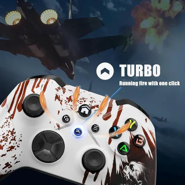 Alt view image 7 of 7 - Gamrombo Wireless PC Controller for PC Windows, Steam, iOS, Android, Special Edition Custom PC Gamepad Support Turbo/Dual Shock/3.5mm Audio Jack/Macro