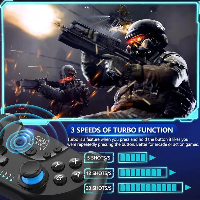 Alt view image 5 of 7 - [2024 New Version] CuleedTec Wireless Switch Controller, Switch Pro Controller Compatible with Switch/Lite/OLED, Manette Switch Remote Gamepad with 6-Axis Gyro, Dual Motors, Wake-up and Turbo