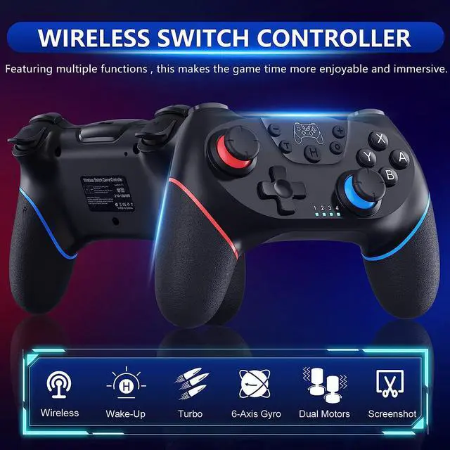 Alt view image 2 of 7 - [2024 New Version] CuleedTec Wireless Switch Controller, Switch Pro Controller Compatible with Switch/Lite/OLED, Manette Switch Remote Gamepad with 6-Axis Gyro, Dual Motors, Wake-up and Turbo
