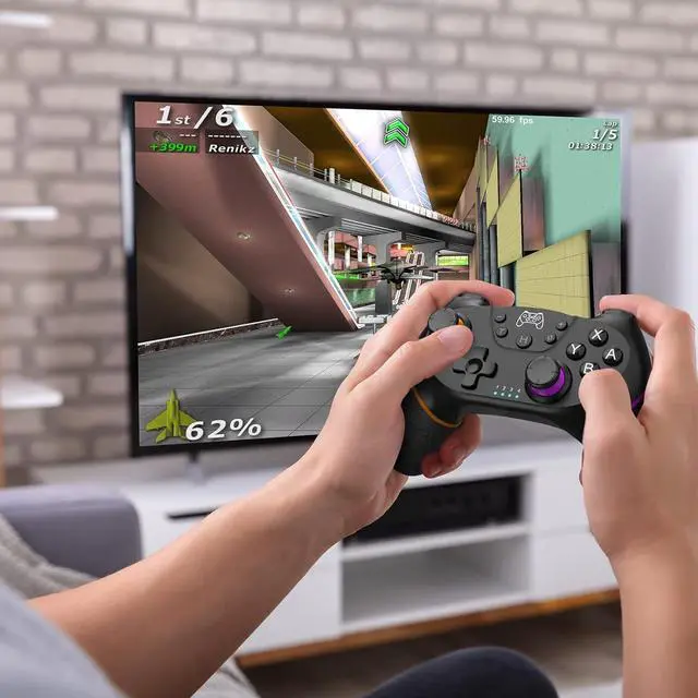 Alt view image 7 of 7 - Wireless Pro Controller Compatible for Nintendo Switch Sefitopher Bluetooth Gamepad Joypad,Controller Supports Gyro Axis Turbo and Dual Vibration (Orange & Purple)