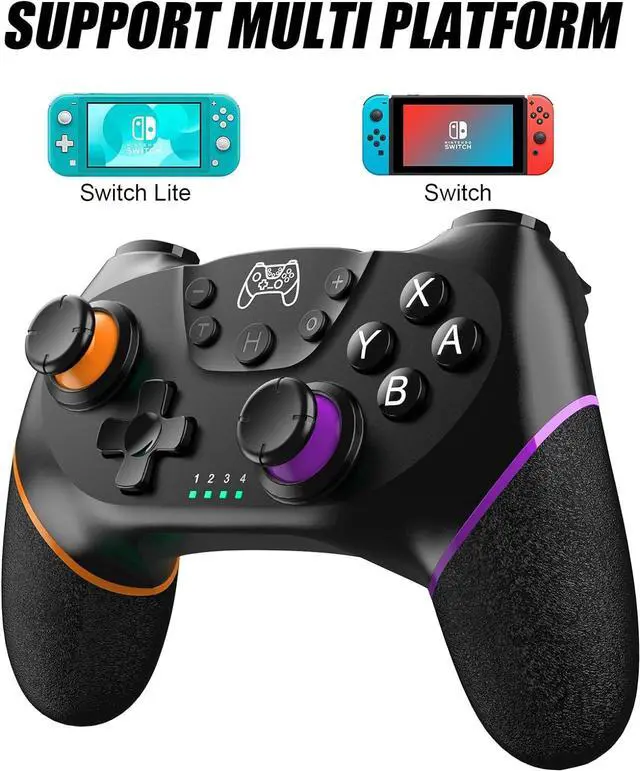 Alt view image 4 of 7 - Wireless Pro Controller Compatible for Nintendo Switch Sefitopher Bluetooth Gamepad Joypad,Controller Supports Gyro Axis Turbo and Dual Vibration (Orange & Purple)