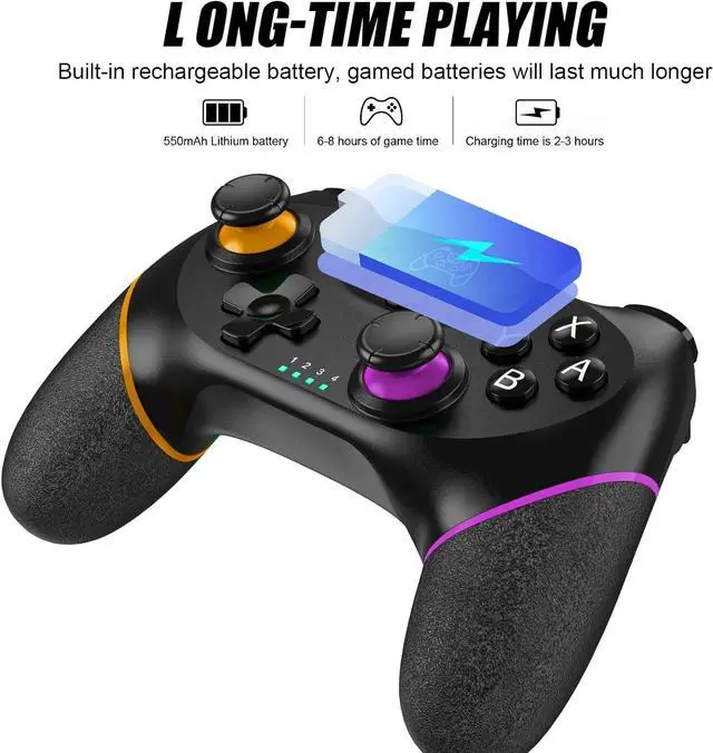 Alt view image 2 of 7 - Wireless Pro Controller Compatible for Nintendo Switch Sefitopher Bluetooth Gamepad Joypad,Controller Supports Gyro Axis Turbo and Dual Vibration (Orange & Purple)