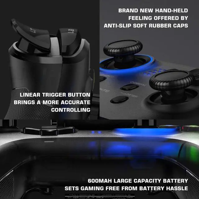 Alt view image 6 of 7 - GameSir T4 Pro Wireless Bluetooth Controller for Nintendo Switch, Switch Pro Controller with LED Backlight, Turbo Gamepad Joystick with Dual Motor, Programmable Game Controller for iPhone/Android/PC